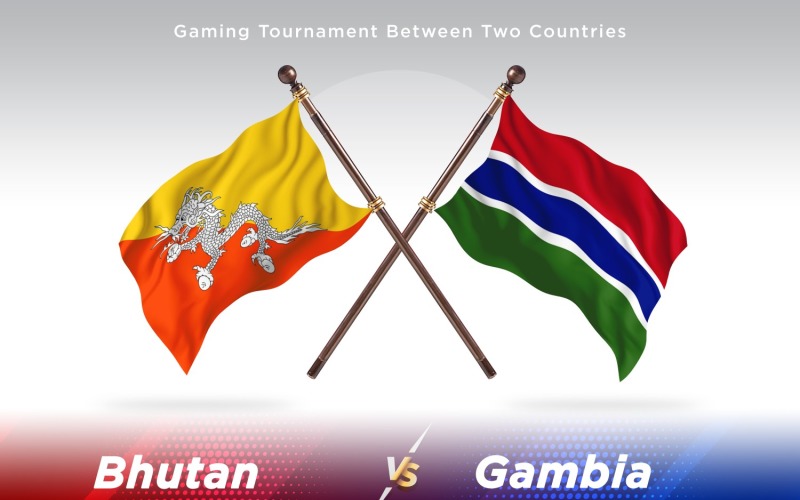 Bhutan versus Gambia Two Flags Illustration