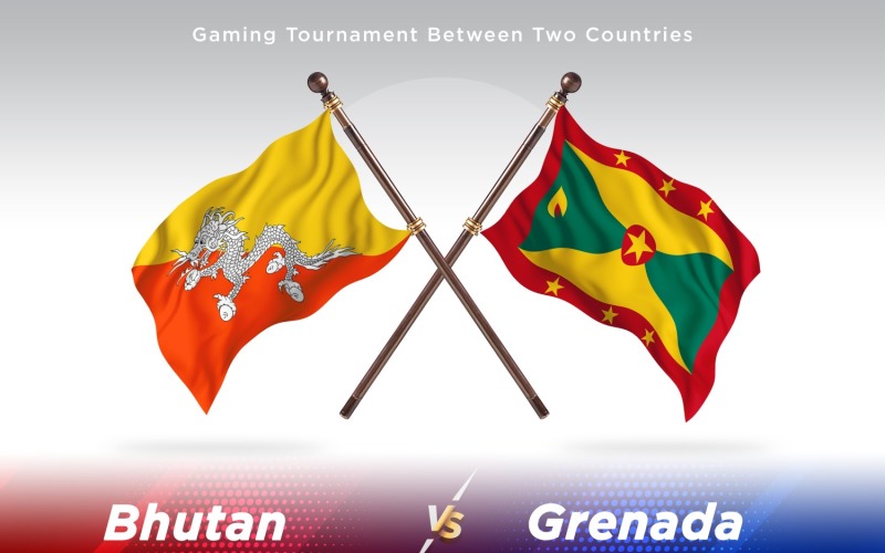 Bhutan versus grenada Two Flags Illustration