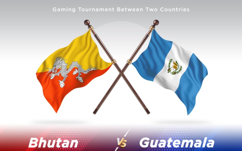 Bhutan versus Guatemala Two Flags Illustration