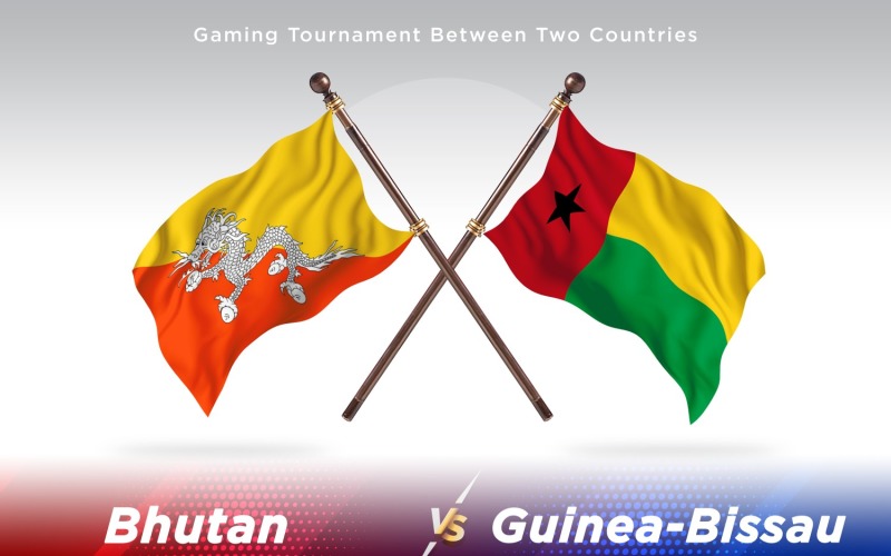 Bhutan versus Guinea-Bissau Two Flags Illustration