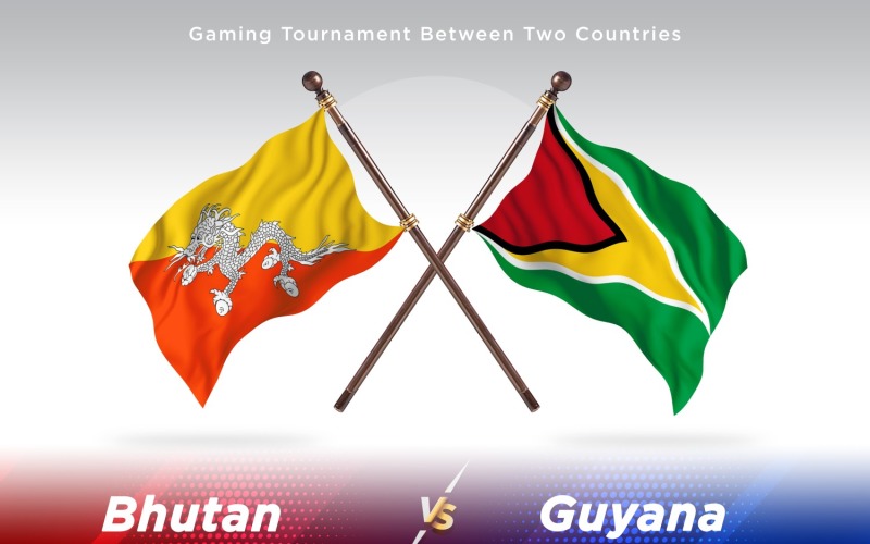 Bhutan versus Guyana Two Flags Illustration