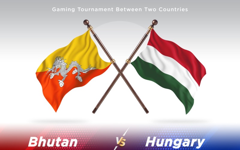 Bhutan versus Hungary Two Flags Illustration