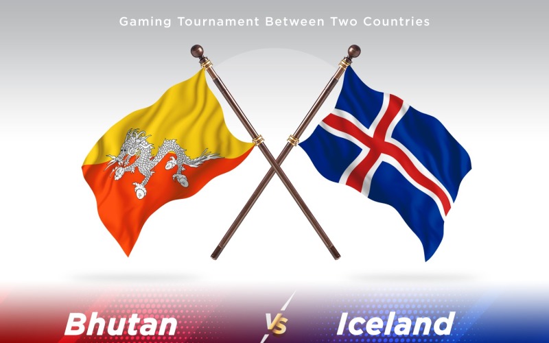 Bhutan versus Iceland Two Flags Illustration
