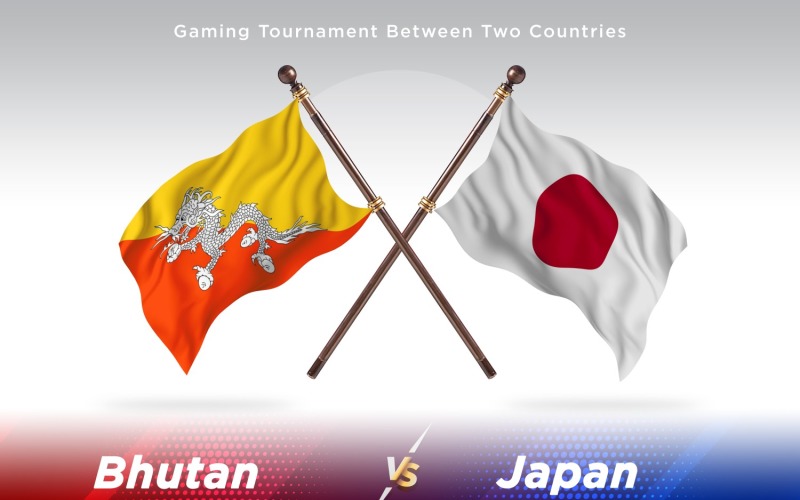 Bhutan versus japan Two Flags Illustration
