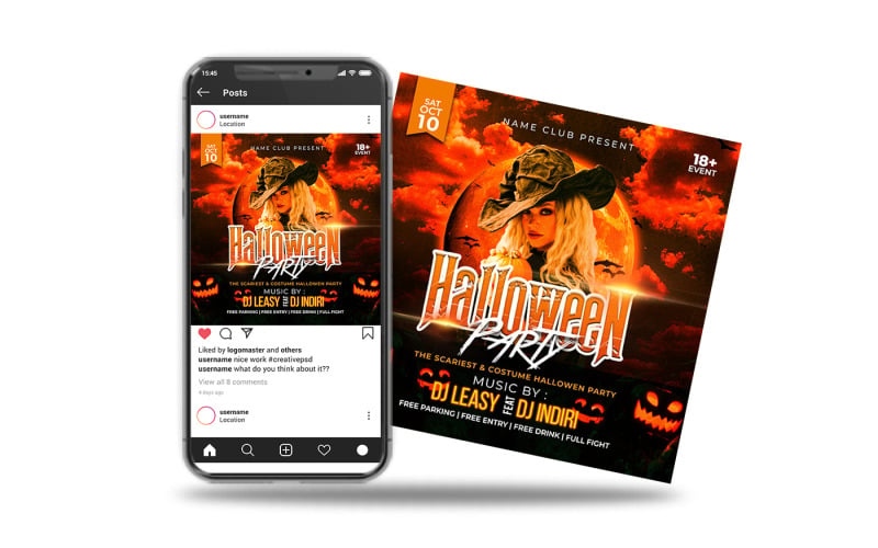 halloween party flyer or instagram post Social Media