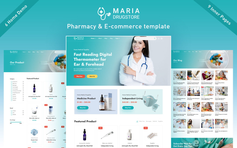 Maria - Pharmacy and E-commerce Html5 Template Website Template