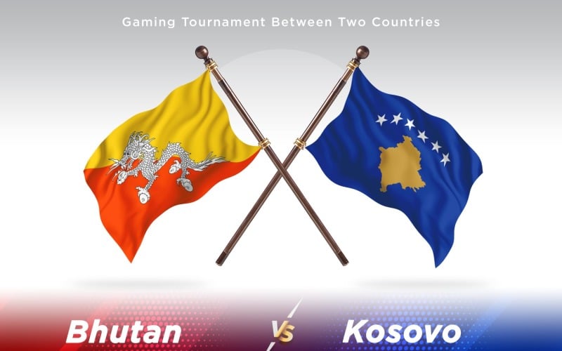 Bhutan versus Kosovo Two Flags Illustration