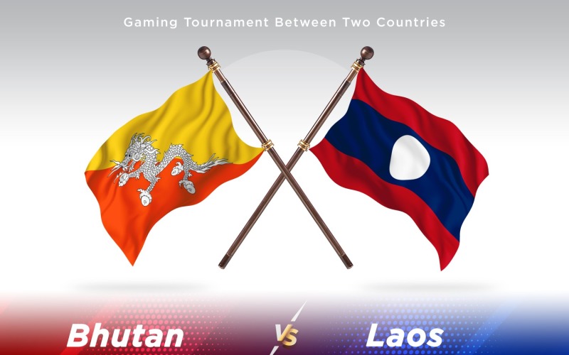 Bhutan versus Laos Two Flags Illustration