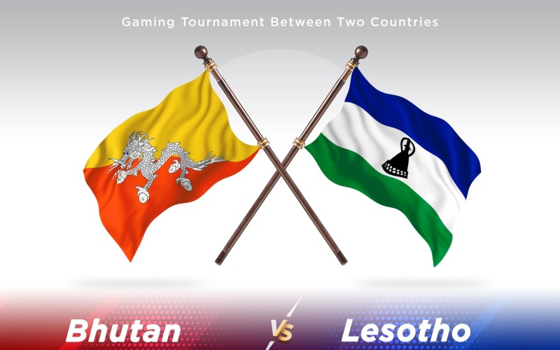 Bhutan versus Lesotho Two Flags Illustration