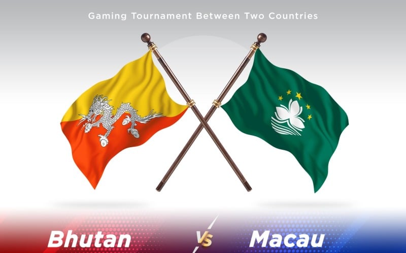 Bhutan versus Macau Two Flags Illustration