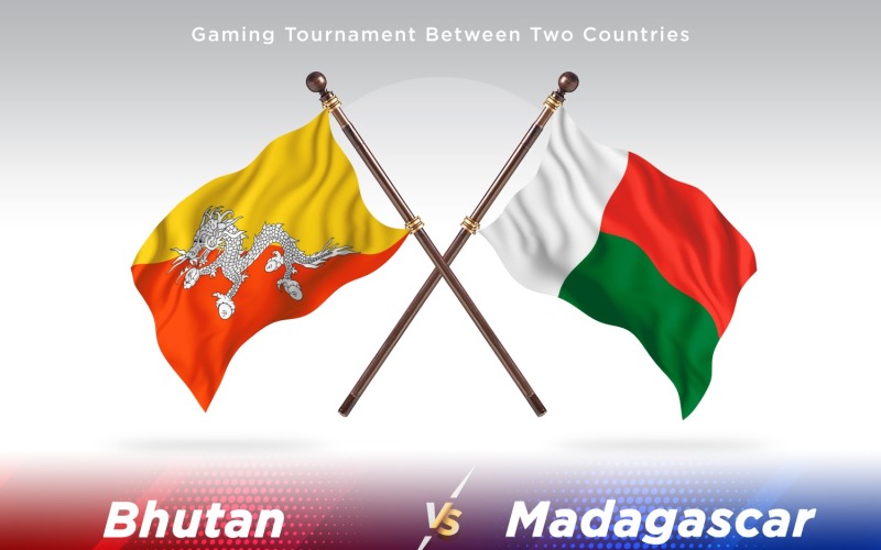 Bhutan versus Madagascar Two Flags Illustration
