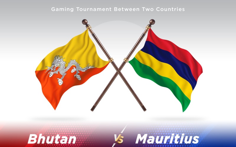 Bhutan versus Mauritius Two Flags Illustration