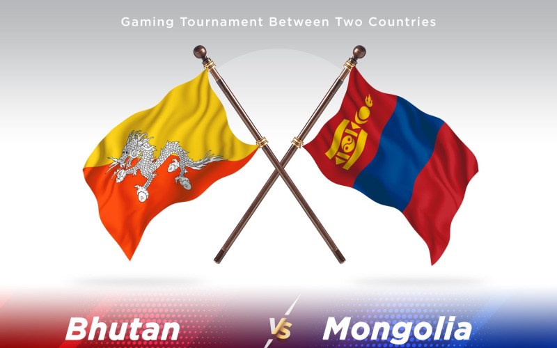 Bhutan versus Mongolia Two Flags Illustration