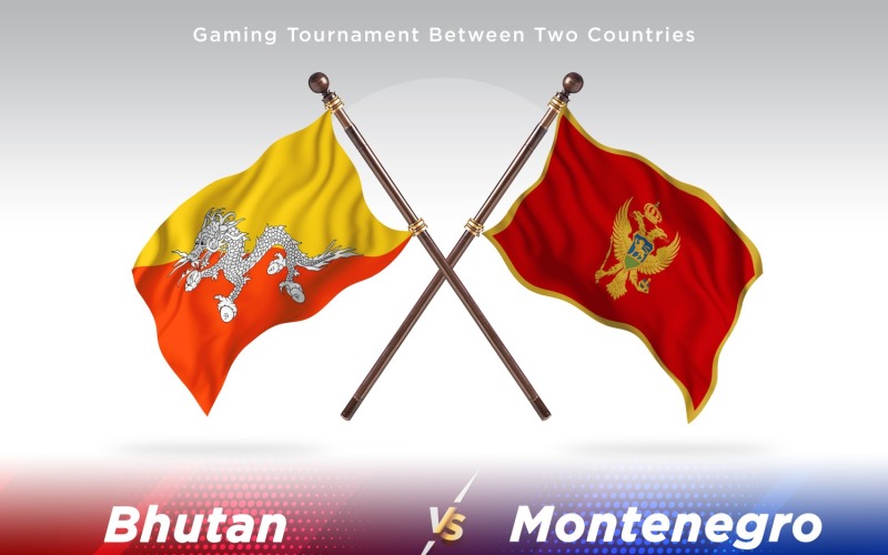 Bhutan versus Montenegro Two Flags Illustration