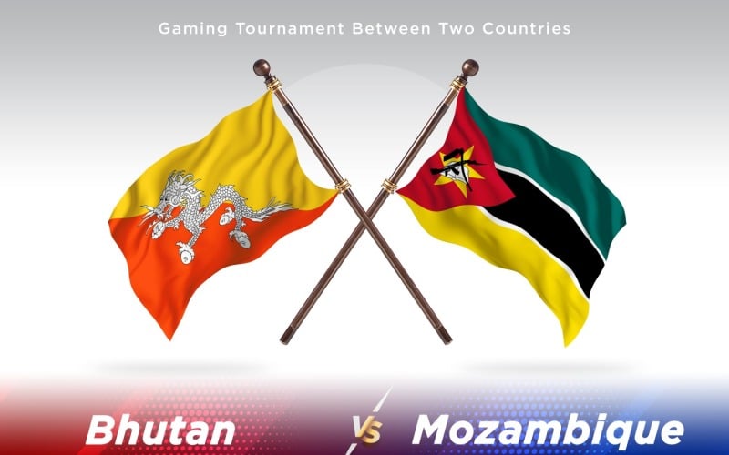 Bhutan versus Mozambique Two Flags Illustration