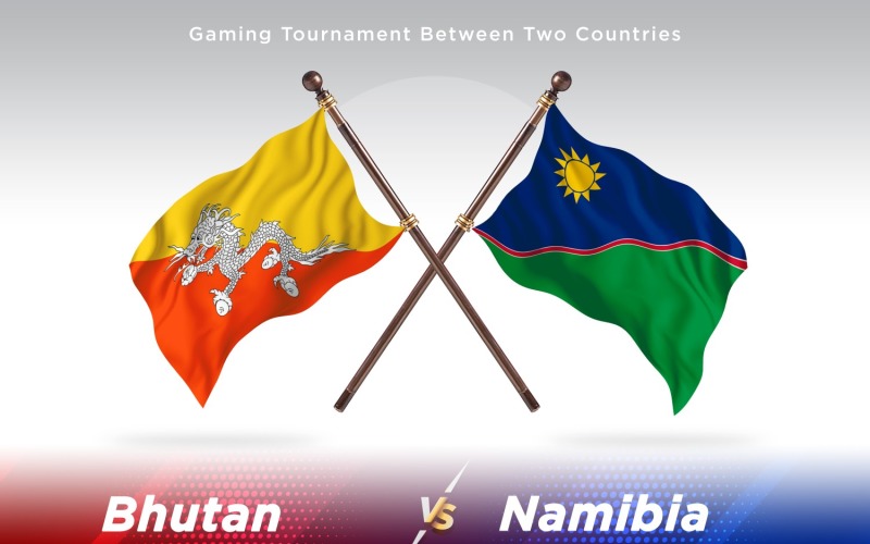 Bhutan versus Namibia Two Flags Illustration