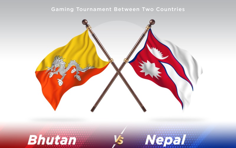 Bhutan versus Nepal Two Flags Illustration