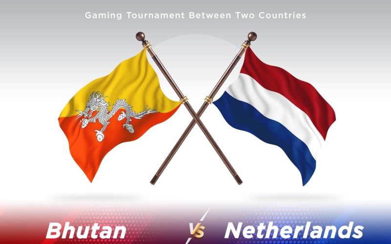 Bhutan versus Netherlands Two Flags Illustration