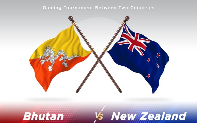 Bhutan versus new Zealand Two Flags Illustration