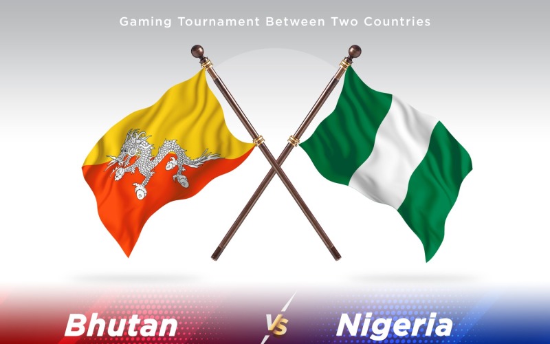 Bhutan versus Nigeria Two Flags Illustration