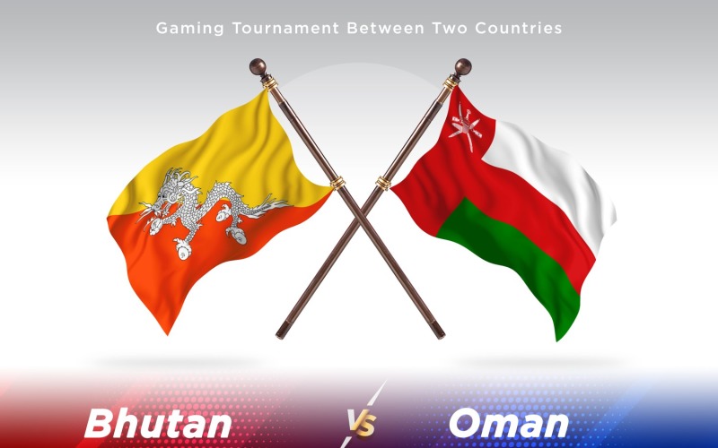 Bhutan versus Oman Two Flags Illustration