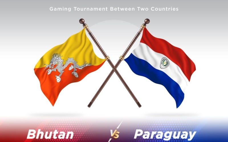 Bhutan versus Paraguay Two Flags Illustration