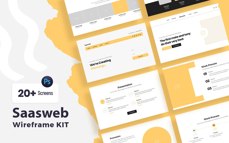 SaasWeb Wireframe Kit Template UI Element