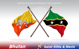 Bhutan versus saint Kitts and Nevis Two Flags
