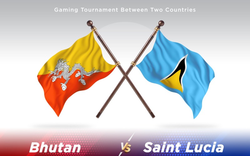 Bhutan versus saint Lucia Two Flags Illustration