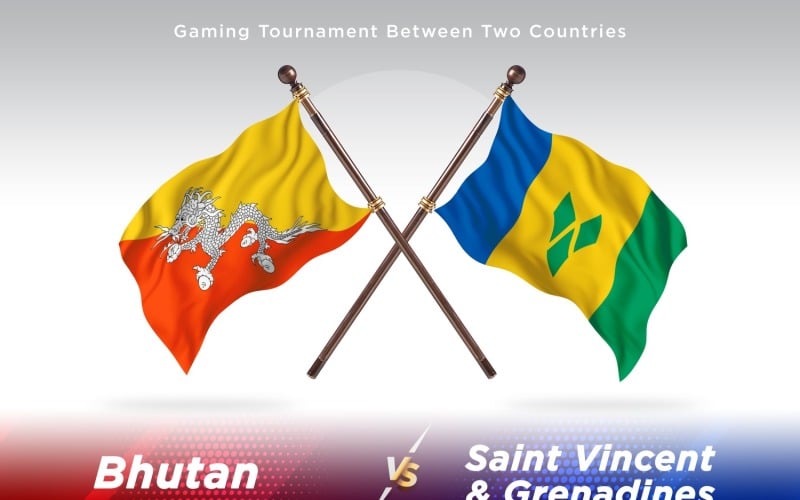 Bhutan versus saint Vincent and the grenadines Two Flags Illustration