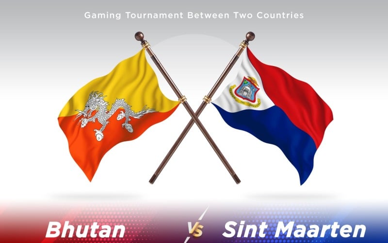 Bhutan versus Sint Maarten Two Flags Illustration