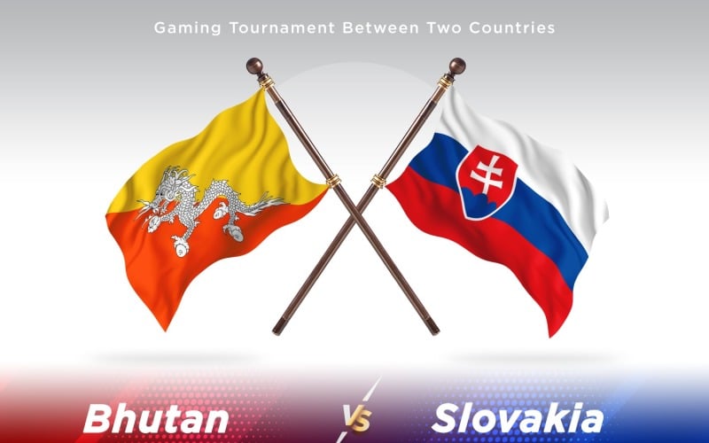 Bhutan versus Slovakia Two Flags Illustration