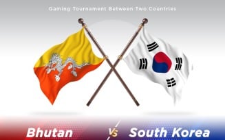 Bhutan versus south Korea Two Flags