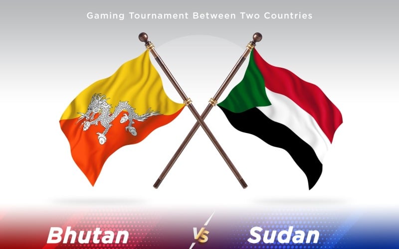 Bhutan versus Sudan Two Flags Illustration