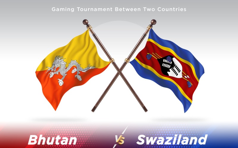 Bhutan versus Swaziland Two Flags Illustration