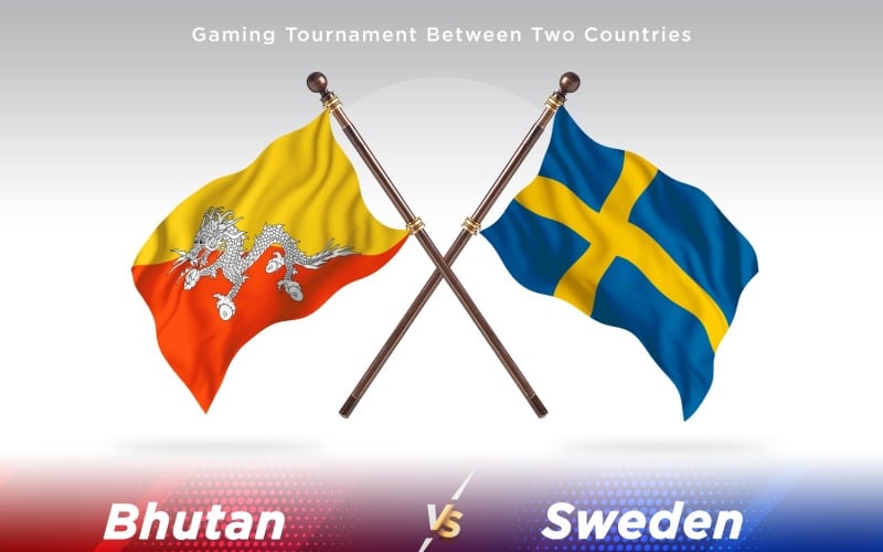 Bhutan versus Sweden Two Flags Illustration