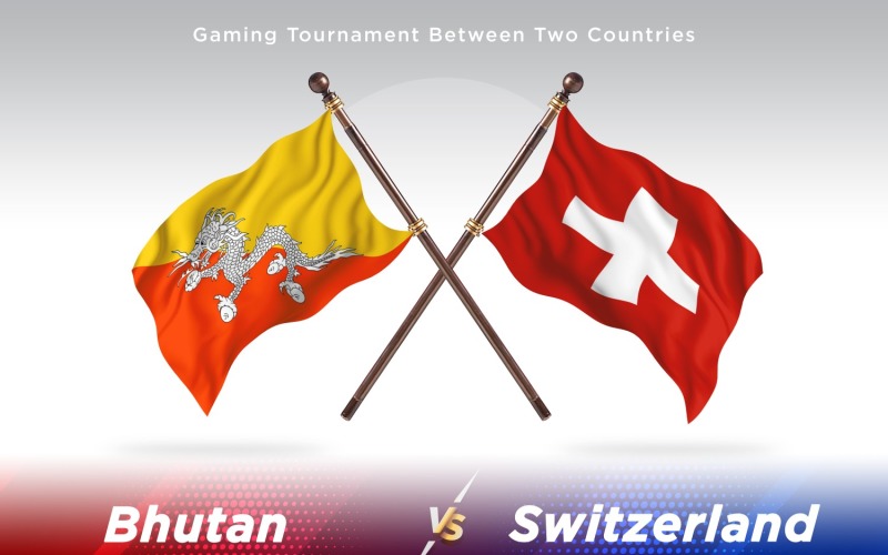 Bhutan versus Switzerland Two Flags Illustration