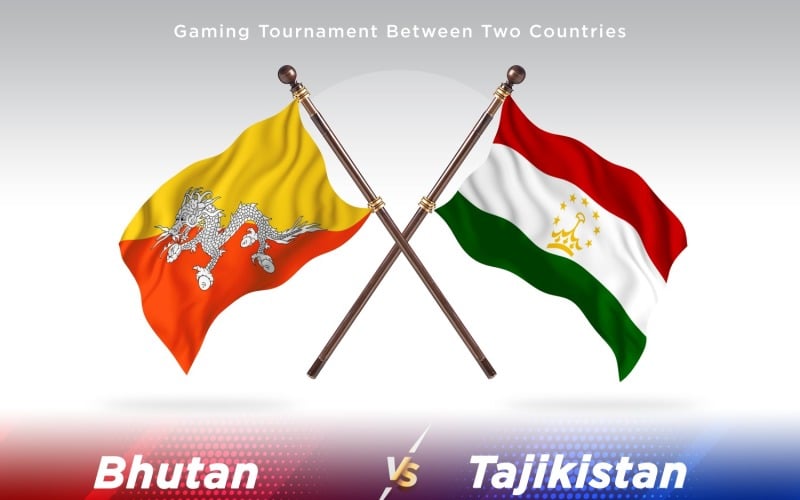 Bhutan versus Tajikistan Two Flags Illustration