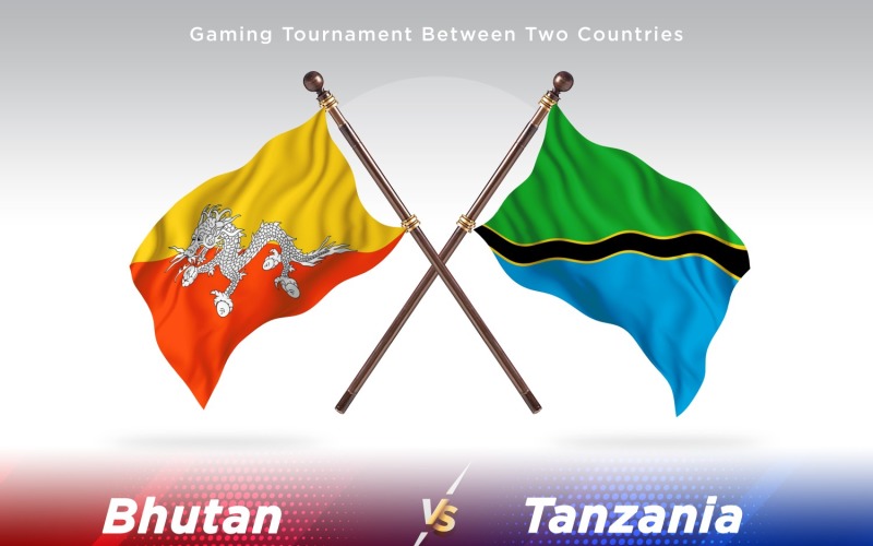 Bhutan versus Tanzania Two Flags Illustration