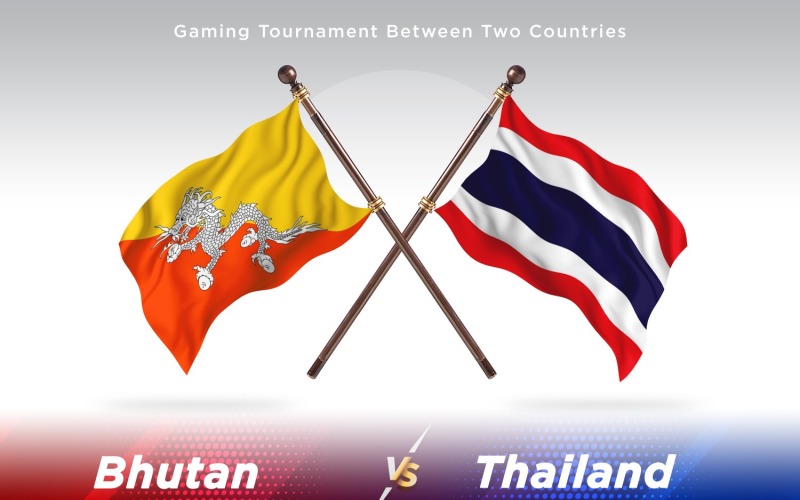 Bhutan versus Thailand Two Flags Illustration