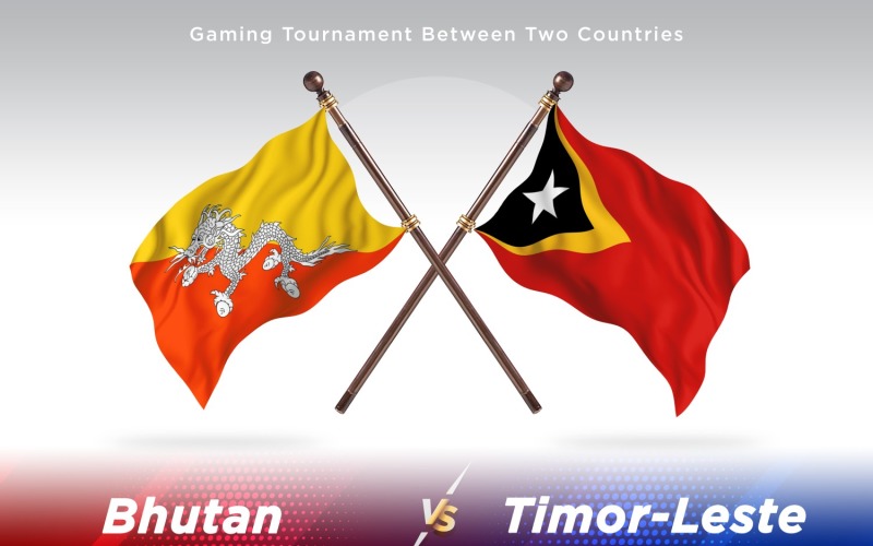 Bhutan versus Timor-Leste Two Flags Illustration