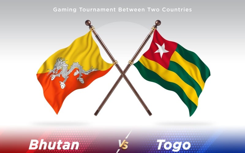 Bhutan versus Togo Two Flags Illustration