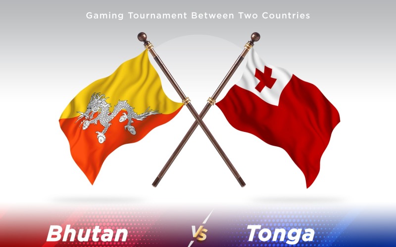 Bhutan versus Tonga Two Flags Illustration