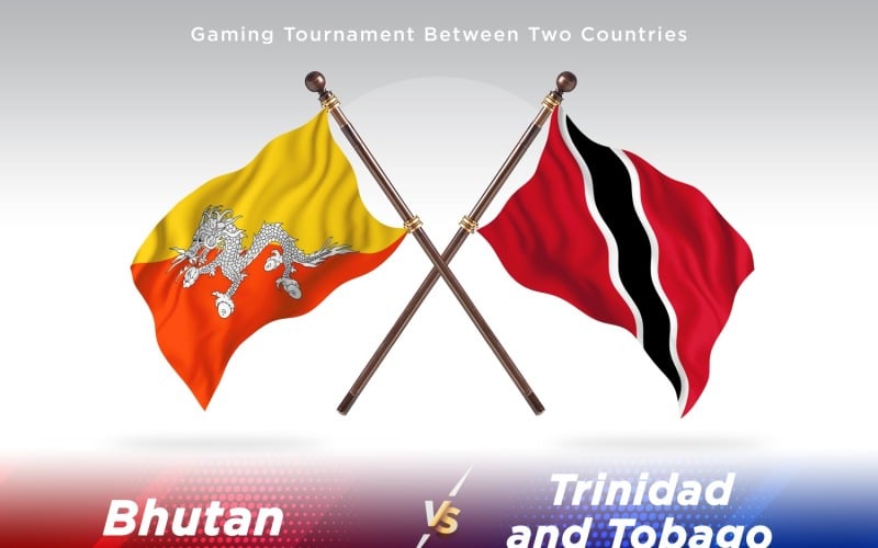 Bhutan versus Trinidad and Tobago Two Flags Illustration