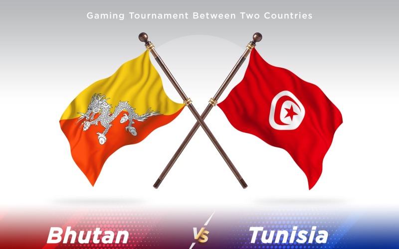 Bhutan versus Tunisia Two Flags Illustration