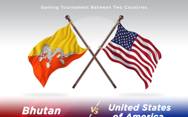 Bhutan versus united states of America Two Flags Illustration
