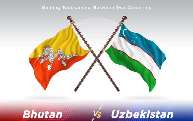 Bhutan versus Uzbekistan Two Flags Illustration
