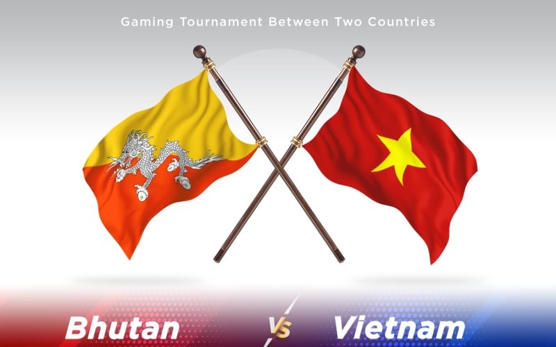 Bhutan versus Vietnam Two Flags Illustration