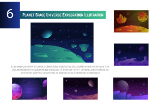 6 Planet Space Universe Exploration Illustration
