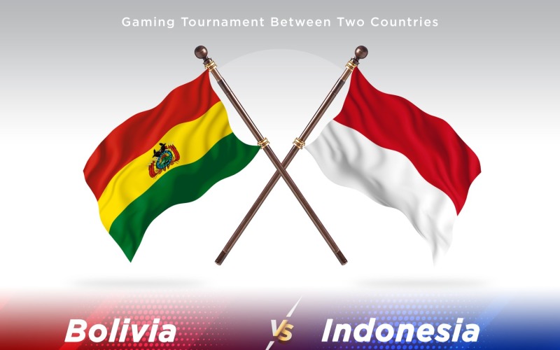 Bolivia versus Indonesia Two Flags Illustration